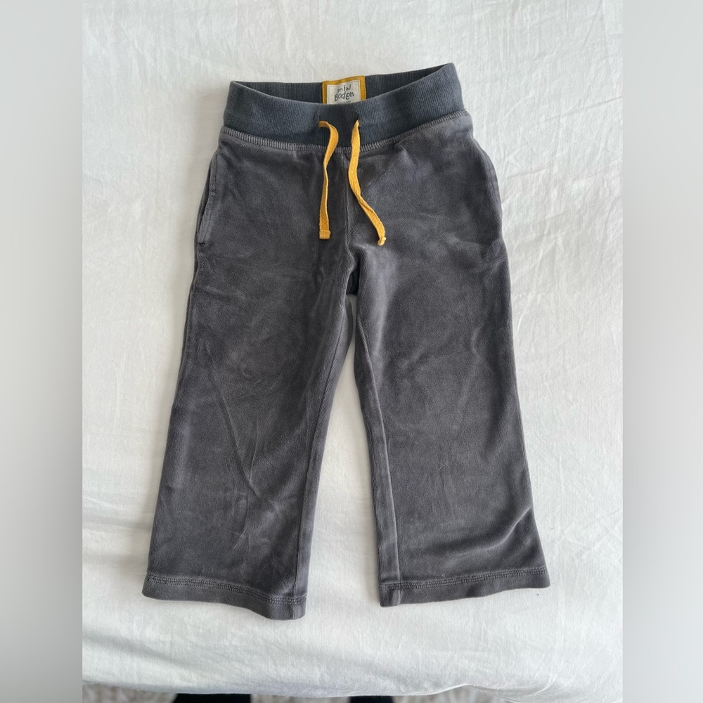 ❤️Mini Boden Gray Wide Leg Velour Pants, EUC